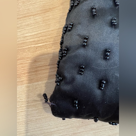 90s/Y2K Vintage Beaded Black Satin Purse Mini Handbag Shoulder Crossbody Glam - Picture 4 of 10